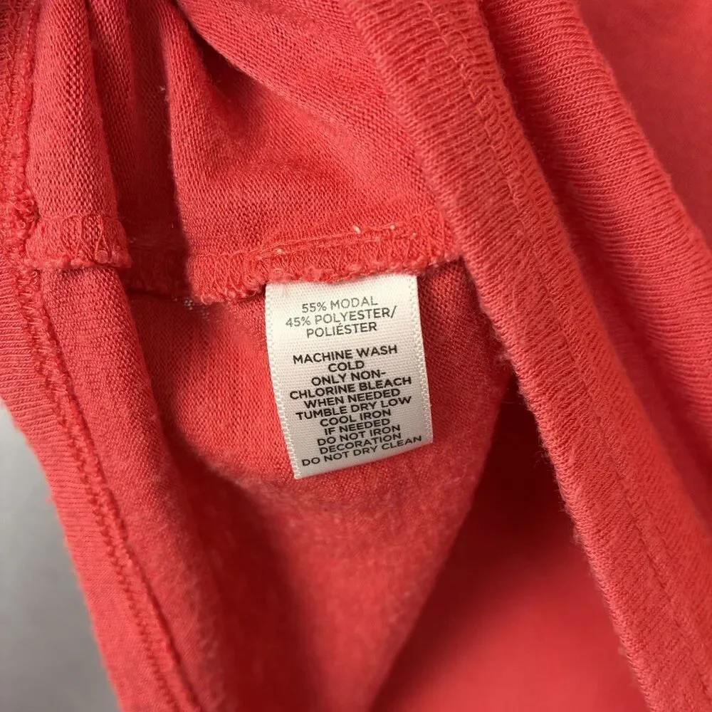 LOFT Puff Sleeve Shirt Women’s Large Coral Short Sleeve Round Neck Lightweight